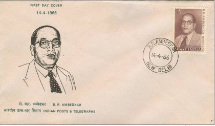 First Day Cover?14 Apr.'66 5th Birth Anniv.of Dr.Bhimrao Ramji Ambedker (Lawyer and Social Reformer). (fdc-1966) (Spots/hinged/slightly damaged/Paper Stuck)