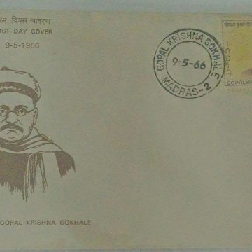 First Day Cover?09 May '66 Birth Centenary of Gopal Krishna Gokhale(Patriot). (fdc-1966) (Spots/hinged/slightly damaged/Paper Stuck)