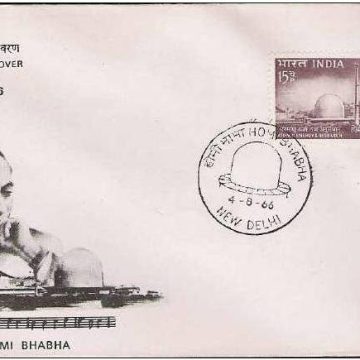 First Day Cover?04 Aug.'66 Dr Horni Jehanglr Bhabha(Scientist) (fdc-1966) (Spots/hinged/slightly damaged/Paper Stuck)