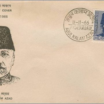 First Day Cover?11Nov.'66 Maulana Abul Kalam Azad (Scholar and Freedom Fighter) (fdc-1966) (Spots/hinged/slightly damaged/Paper Stuck)
