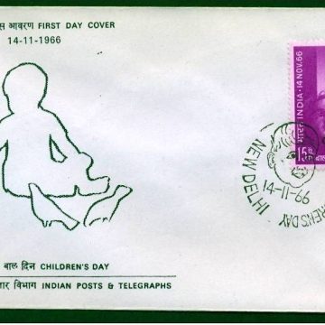 First Day Cover?14 Nov.'66 National Children's Day (fdc-1966) (Spots/hinged/slightly damaged/Paper Stuck)