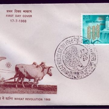 First Day Cover 17 Jul.'68 Wheat Revolution. (fdc-1968) (Spots/hinged/slightly damaged/Paper Stuck)