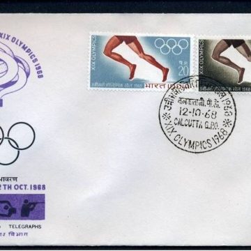 First Day Cover 12 Oct.'68 XIX Olympic Games,Mexico City (fdc-1968) (Spots/hinged/slightly damaged/Paper Stuck)
