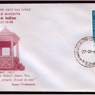 First Day Cover 27 Oct.'68 Birth Centenary of Sister Nivedita(Social Reformer and Indophlle). (fdc-1968) (Spots/hinged/slightly damaged/Paper Stuck)