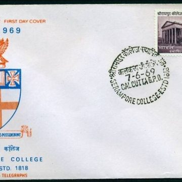 First Day Cover 07 Jun '69 150th Anniv.of Serampore College,West Bengal. (fdc-1969) (Spots/hinged/slightly damaged/Paper Stuck)