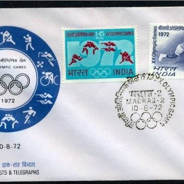 First Day Cover-10 Aug.'72 XX Olympic Games, Munich (FDC-1972) (Spots/hinged/slightly damaged/Paper Stuck)