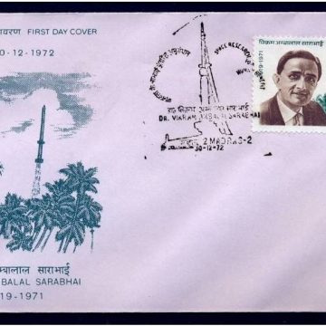First Day Cover-30 Dec. '72 First Death Anniv. of Dr. Vikram Ambalal Sarabhai(Scientist) (FDC-1972) (Spots/hinged/slightly damaged/Paper Stuck)