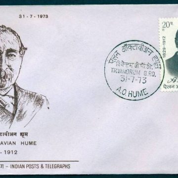 First Day Cover-31 Jul.'73 Allan Octavian Hume(Founder of Indian National Congress) (FDC-1973) (Spots/hinged/slightly damaged/Paper Stuck)