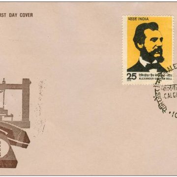 First Day Cover 10 Mar.'76 Alexander Garaham Bell (Inventor of Telephone) (FDC-1976) (Spots/hinged/slightly damaged/Paper Stuck)