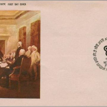 First Day Cover 29 May.'76 Bicentenary of American Revolution Inscription 'AIR Mail'.(FDC-1976) (Spots/hinged/slightly damaged/Paper Stuck)