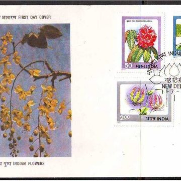 First Day Cover 1 Jul.'77 Indian Flowers.(FDC-1977) (Spots/hinged/slightly damaged/Paper Stuck)