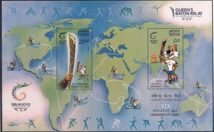 Queen's Baton relay Commonwealth Games - 2010 (Indian Miniature Sheets)
