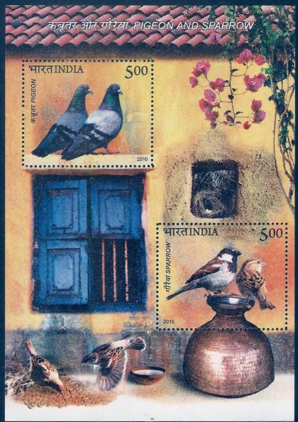 Pigeon & Sparrow - 2010 (Indian Miniature Sheets)