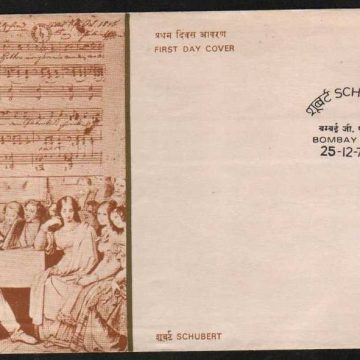First Day Cover 25 Dec.'78 150th Death Anniv.of Franz Peter Schubert(Composer) (FDC-1978) (Spots/hinged/slightly damaged/Paper Stuck)