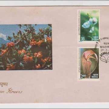 First Day Cover 29 May '82 Himalayan Flowers.(FDC-1982) (Spots/hinged/slightly damaged/Paper Stuck)