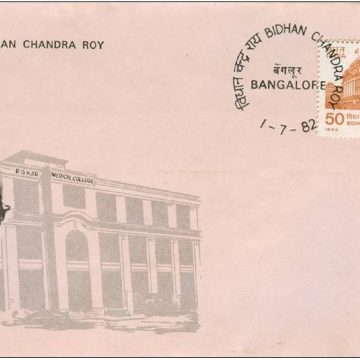 First Day Cover 01 Jul. '82 Birth Centenary of Bidhan Chandra Roy (Physician & Politician )(FDC-1982) (Spots/hinged/slightly damaged/Paper Stuck)
