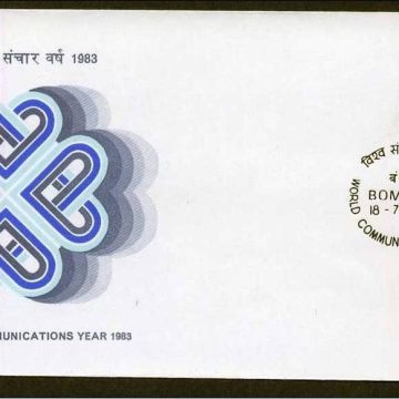 First Day Cover 18 Jul. '83 World Communication Year.(FDC-1983) (Spots/hinged/slightly damaged/Paper Stuck)