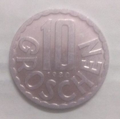 AUSTRIA 10 GROSCHEN 1980(unc)