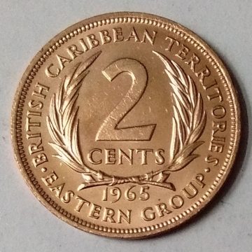 BRITISH CARIBBEAN TERRITORIES 2 CENTS 1965(unc)