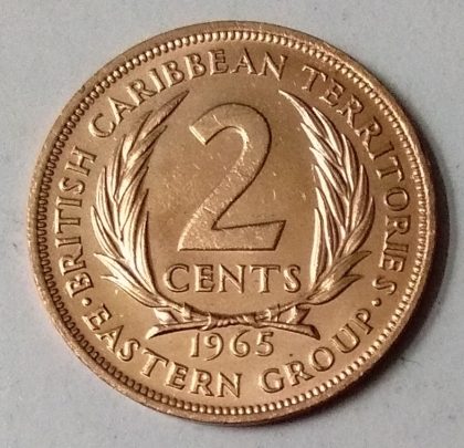 BRITISH CARIBBEAN TERRITORIES 2 CENTS 1965(unc)