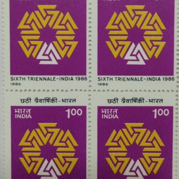 6th Triennale Art Exhibition Art, Exhibition, Emblem Rs. 1 Commemorative (Block of 4 stamp)