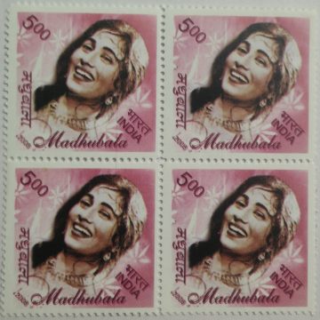 Madhubala , Personality, Rs 5 (Block of 4 stamp)