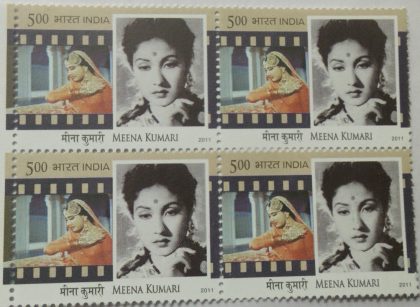 Legendary Heroines of India Personality Meena Kumari Rs. 5 (Block of 4 stamp)