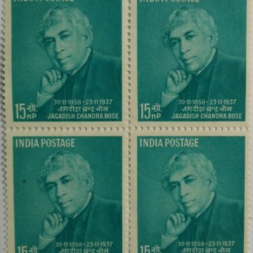 30 Nov. 58 Sir Jagdish Chandra Bose. Personality, Scientist, Physicist, Biologist, Botanist, Writer, 15 nP. (Block of 4 stamp)