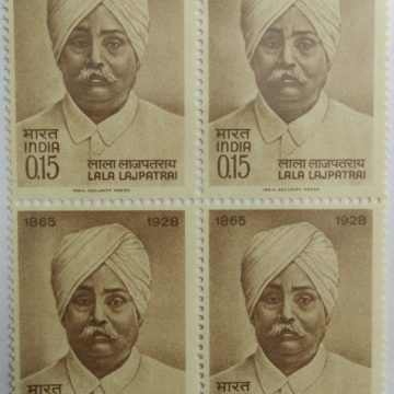 28 Jan. 65 Lala Lajpat Rai. Personality, Freedom Fighter, Author, 15 P. (Block of 4 stamp)