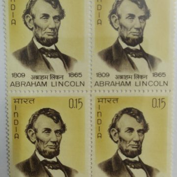 15 Apr. 65 Abraham Lincoln. Personality, American President, 15 P. (Block of 4 stamp)