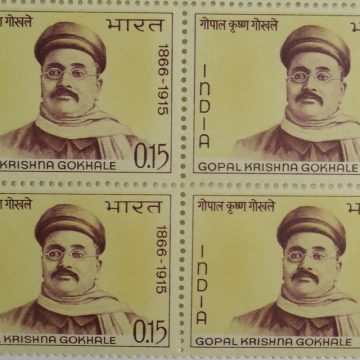 09 May 66 Gopal Krishna Gokhale. Personality, Freedom Fighter, Indian National Congress, 15 P. (Block of 4 stamp)