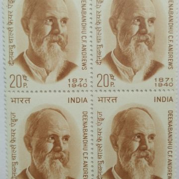 C. F. Andrews. Personality, Social Reformer, Pastor, Educationist, Mahatma Gandhi, 20 P. (Block of 4 stamp)