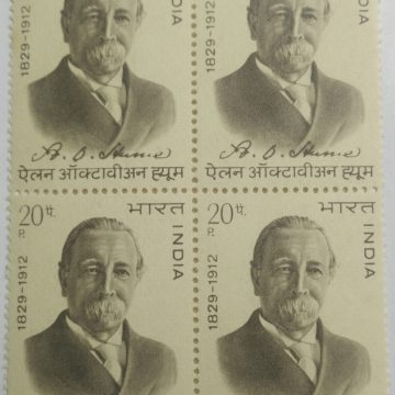 Dr. A. O. Hume. Personality, Political Reformer, Ornithologist, Horticulturalist, Indian National Congress, Allan Octavian Hume, (Block of 4 stamp)