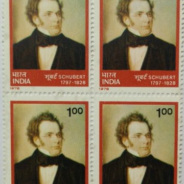 Franz Schubert. Personality, Music, Composer, Opera,Rs. 1 (Block of 4 stamp)