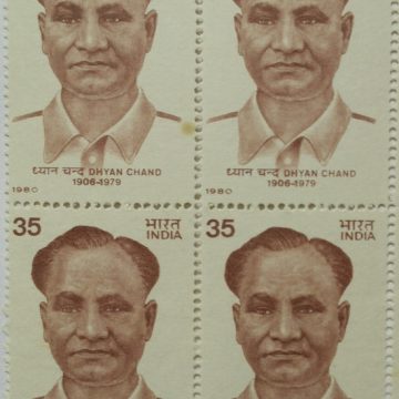 Dhyan Chand. Personality, Sports, Hockey Player, 35 P. (Block of 4 stamp)