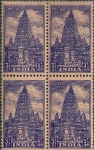 1st Series Mahabodhi Temple -3 1/2a(Df-Block of 4)