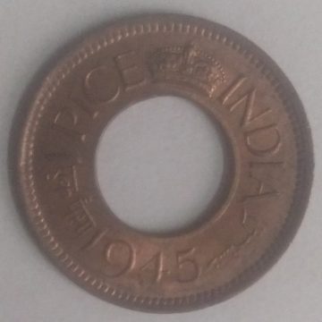 British India Coin GEORGE VI-1 PICE1945(unc)(COPPER)