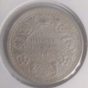 British India Coin GEORGE VI -HALF RUPEE1943(used)