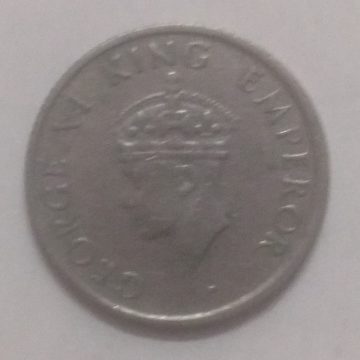 British India Coin GEORGE VI-QUARTER RUPEE 1947(USED) (Nickle)