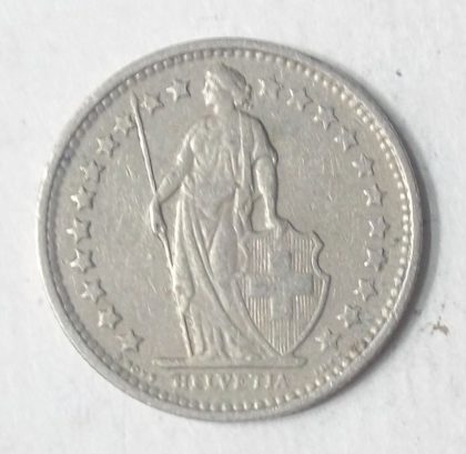 SWITZERLAND Half Fr. 1974 Helvetia (used) - Image 2