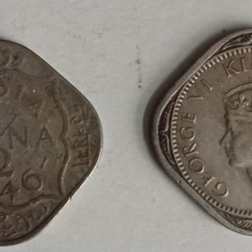 British India Coin GEORGE VI-HALF ANNA 1946(used)