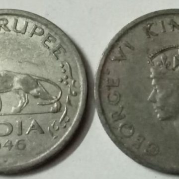British India Coin GEORGE VI-HALF RUPEE 1946(Used) (Nickle)