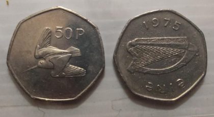 IRELAND 50 PENCE 1975(USED)