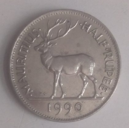 MAURITIUS HALF RUPEE 1990(used) - Image 2