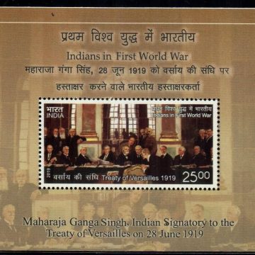 Maharaja Ganga Singh, Indian Signatory to the Treaty of Versailles Indians in First World War - 2019 (Indian Miniature Sheets)