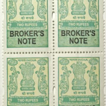 India Fiscal Rs.2 Broker's Note (Blk of 4 stamp)