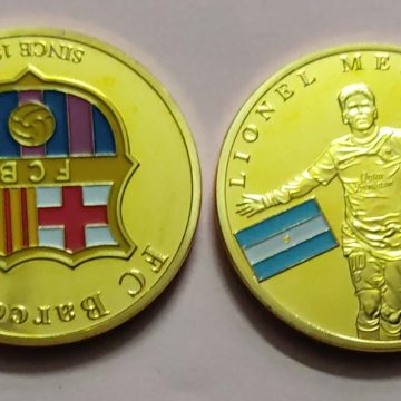 Lionel Messi FC Barcelona coin FCB Argentina Jersey Soccer Shirt (gold plated coin)