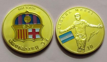 Lionel Messi FC Barcelona coin FCB Argentina Jersey Soccer Shirt (gold plated coin)