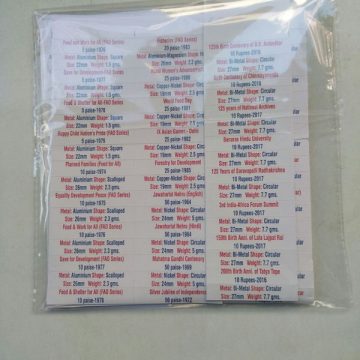 Commemorative Coins Year Wise Stickers -Fine Quality-Fresh Stock 1950 - 2018 (SHC)