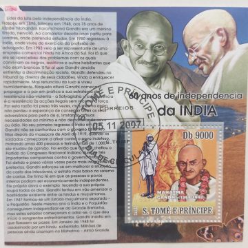Miniature Sheet of Mahatma Gandhi S.Tome E Principe (Used stamps)